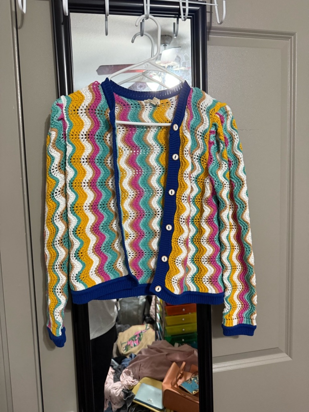 Girls' Multicolor Crochet Button-Front Cardigan Jacket